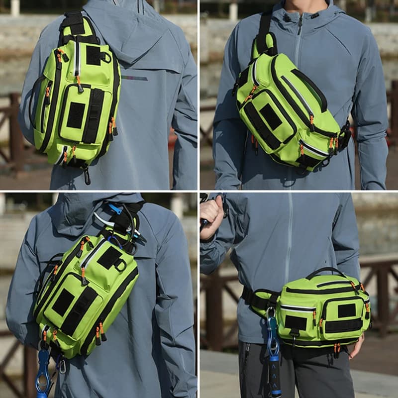Sac banane pêche mode homme multifonction avec poches multiples pour sports outdoor et pêche