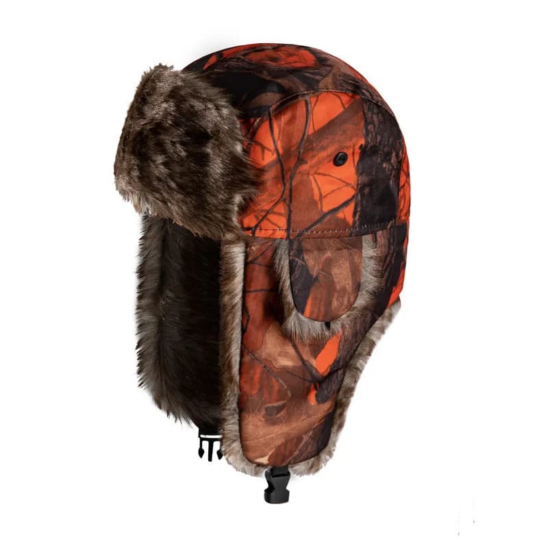 Chapeau trapper russe ushanka hiver - Bonnet pêche ski fourrure chaud avec rabats oreilles