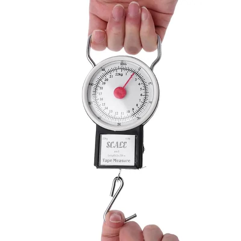 Balance à cadran pêche 22kg/50lb avec mètre ruban - Pèse-poisson mécanique portable multifonction