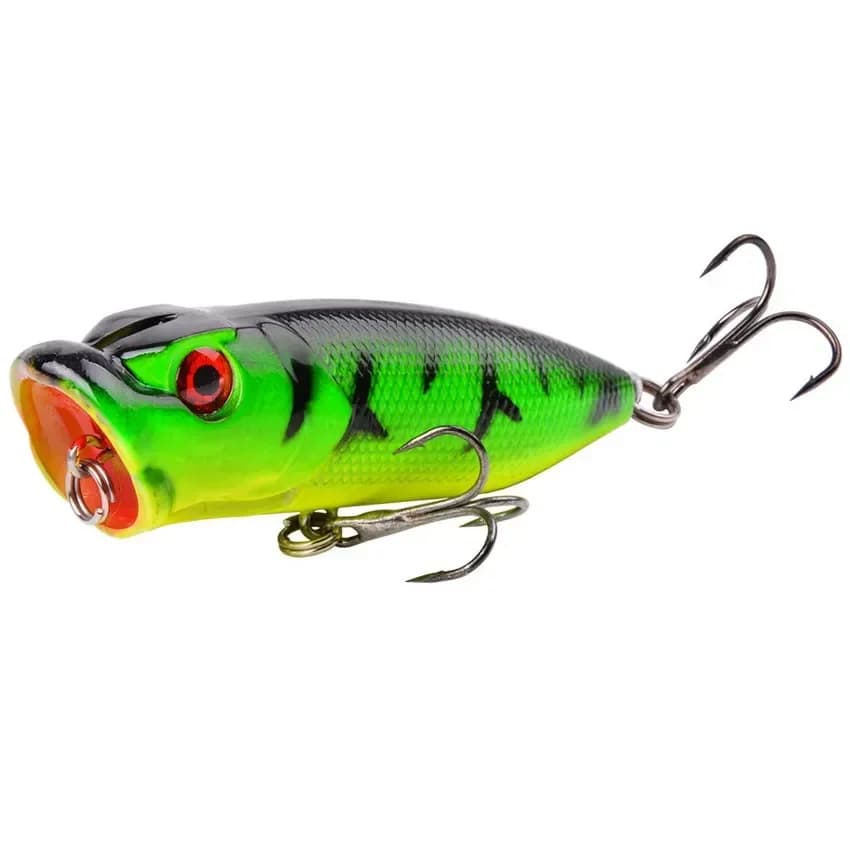 Leurre de pêche popper 7cm 12g pour carpe, appât topwater avec 2 hameçons triples, leurre dur crankbait wobbleur