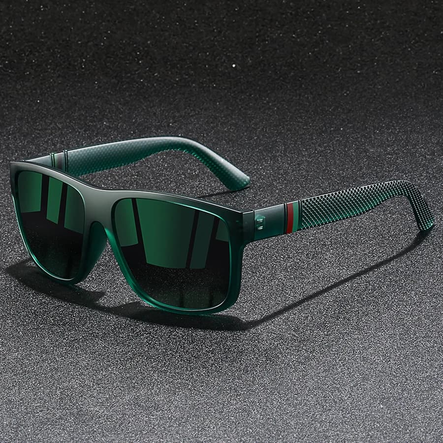 Lunettes de soleil carrées vintage motif écossais pêche conduite - Monture luxe UV400 unisexe marque designer