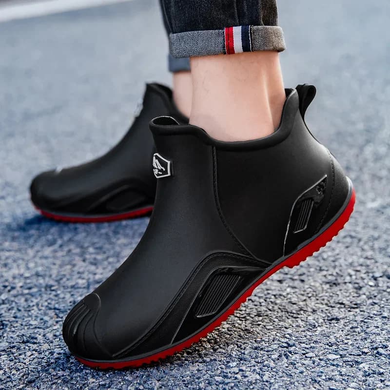 Bottes pluie homme courtes tube légères anti-dérapantes cuisine caoutchouc pêche résistantes