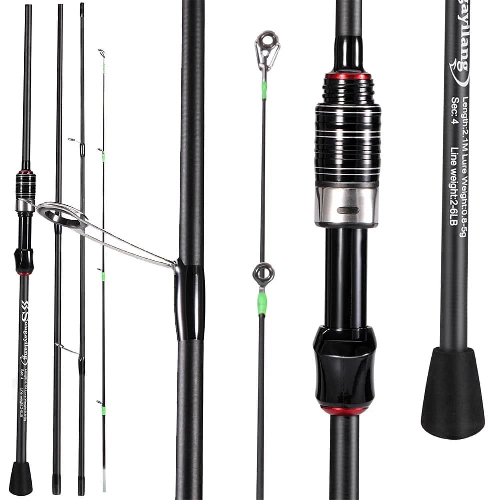 Canne SOUGAYILANG spinning 1.8-2.1m ultra légère carbone 4 sections truite - canne pêche poignée EVA