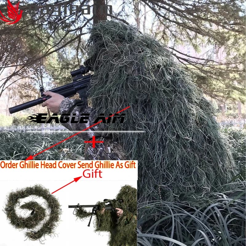 Couverture camouflage Ghillie 80x90cm pour pêche à l'affût - Tissu tricoté main naturel