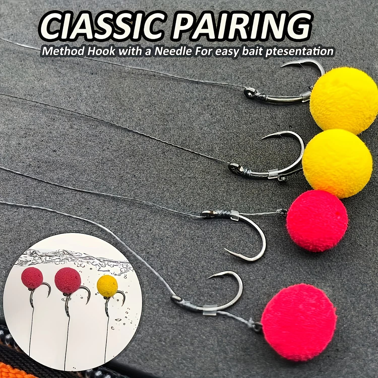 2 montages feeder méthode avec hameçons cranks acier inox, aiguille et barbelés réglables tailles 6 à