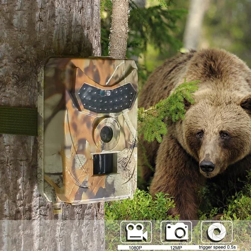 Caméra de chasse extérieure 12MP détecteur animal - Surveillance HD étanche vision nocturne infrarouge thermique