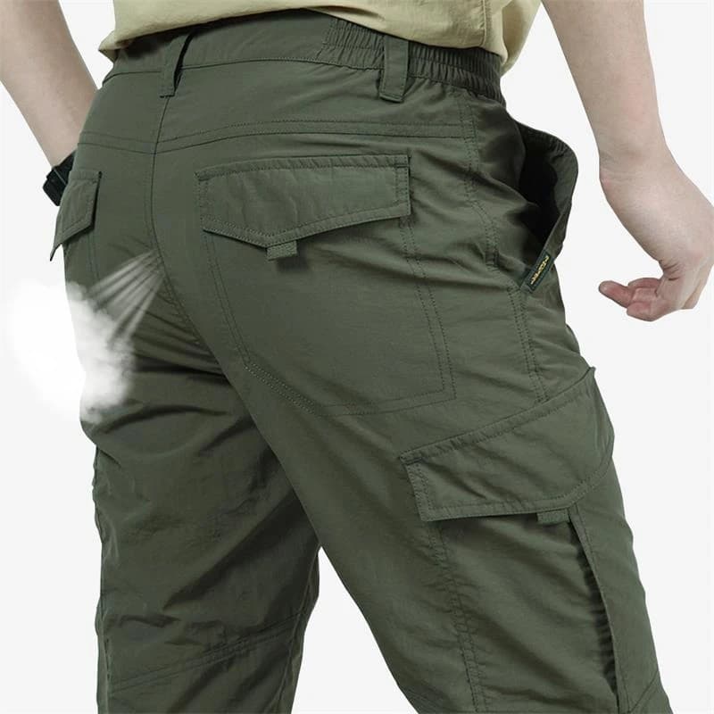 Pantalon cargo été léger imperméable pêche randonnée multi-poches résistant homme