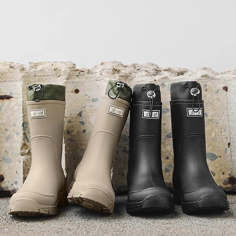 Bottes de pluie mi-mollet couple imperméables extérieur ruisseau fond épais anti-dérapage cuisine