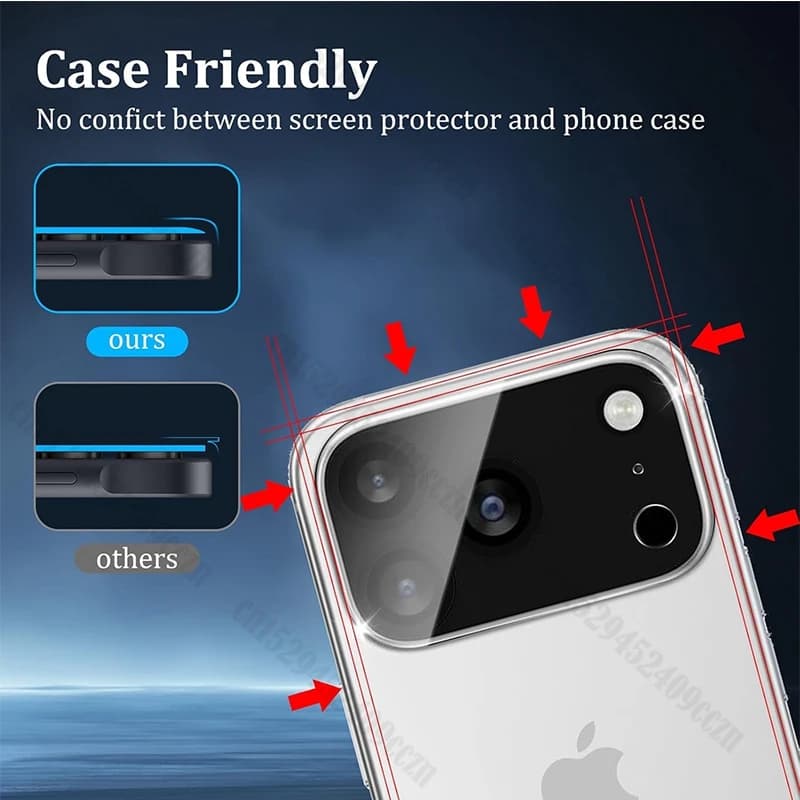 Verre trempé protection caméra 3D iPhone 17 Pro Max objectif écran pêche photo sous-marine