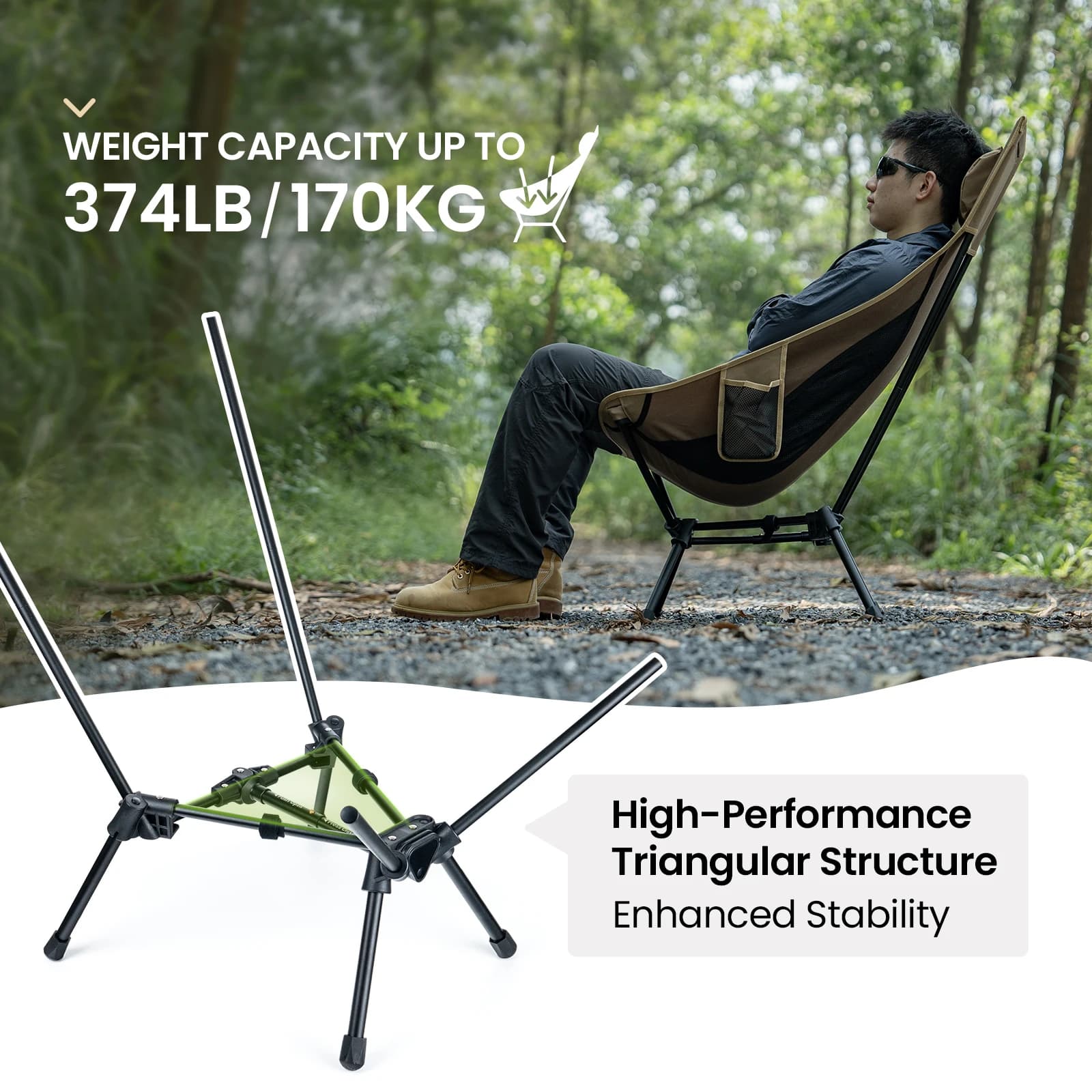 Chaise OneTigris Tigerblade pour pêche - Siège pliable robuste pêche trekking activités extérieures confortable