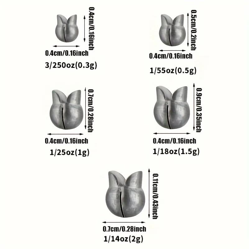Kit de Plombs Pêche 60 à 120 Pièces, Sinkers Fendus Premium 5 Tailles, Design Rond Amovible