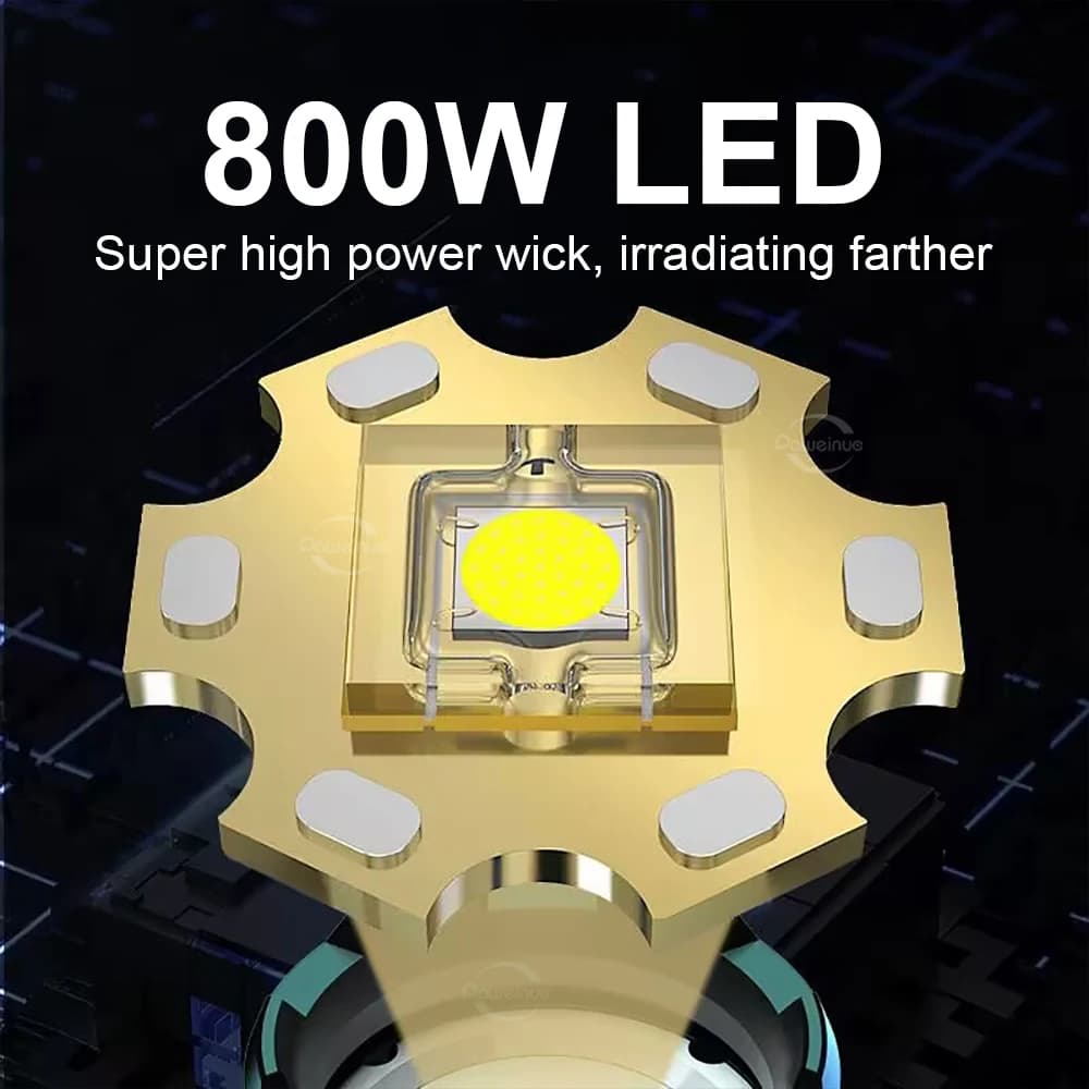 Lampe frontale sensorielle 1000000 lumens 800W longue portée rechargeable 18650 pour pêche camping