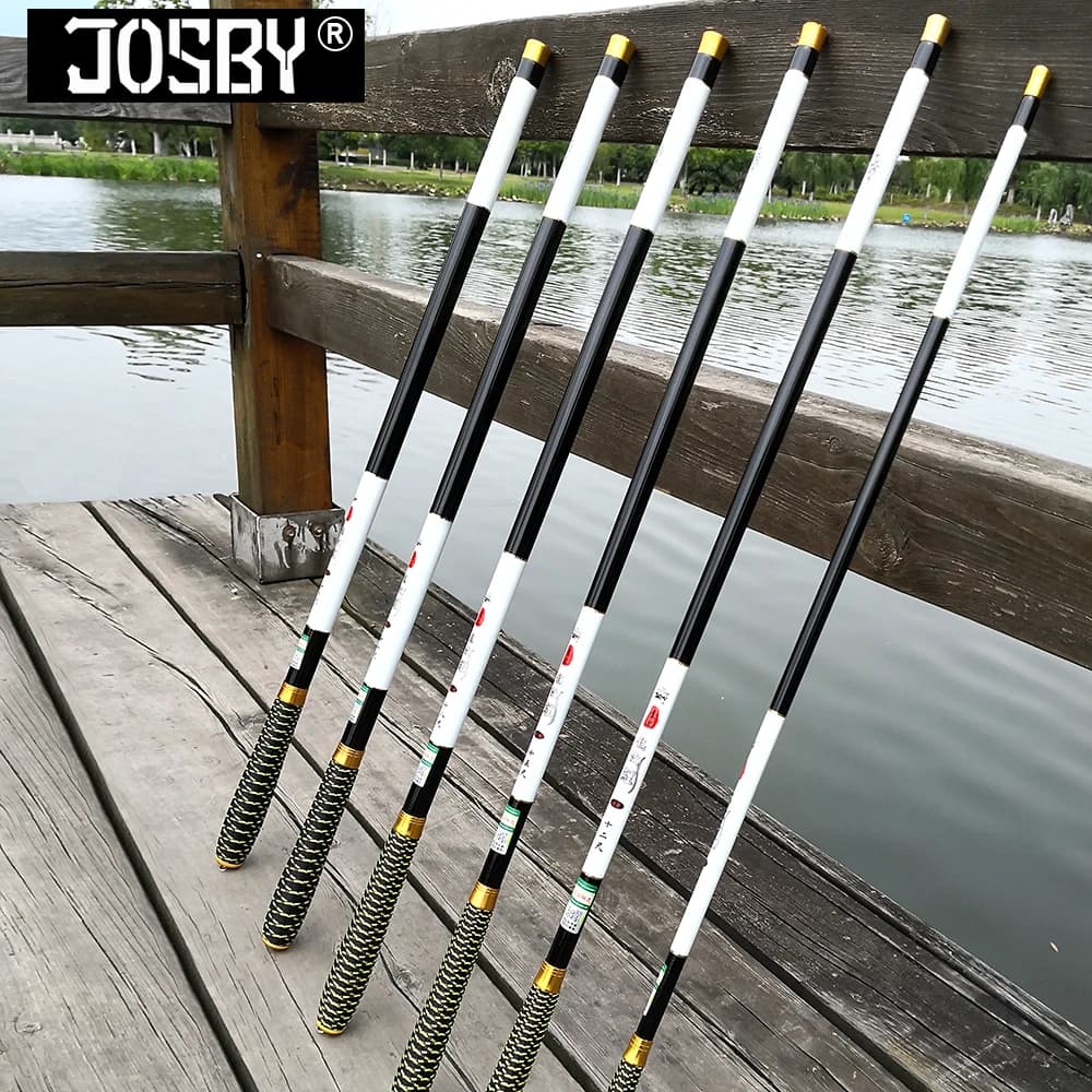Canne télescopique JOSBY carbone super légère et dure 2.7M à 7.2M pour pêche en eau douce