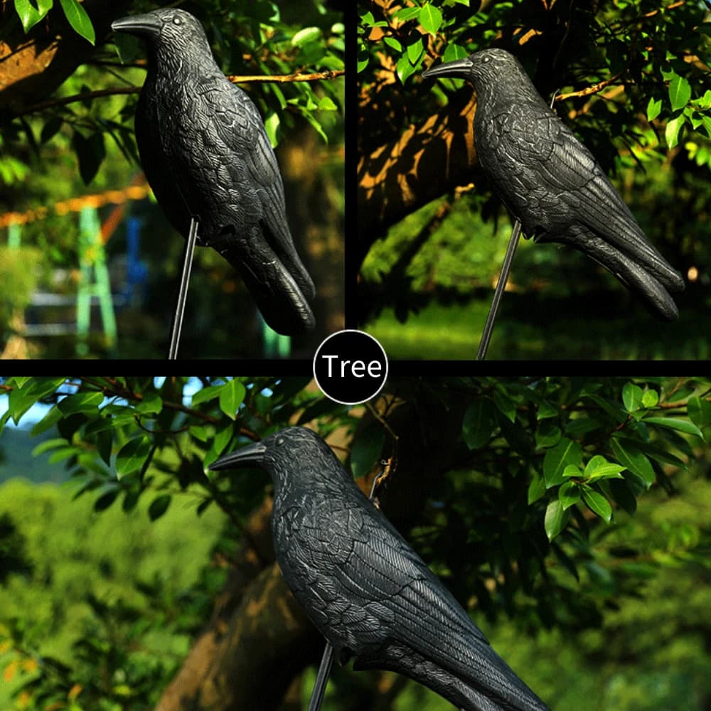 Statue plastique corbeau simulée pour chasse et contrôle des oiseaux - Décor étanche extérieur