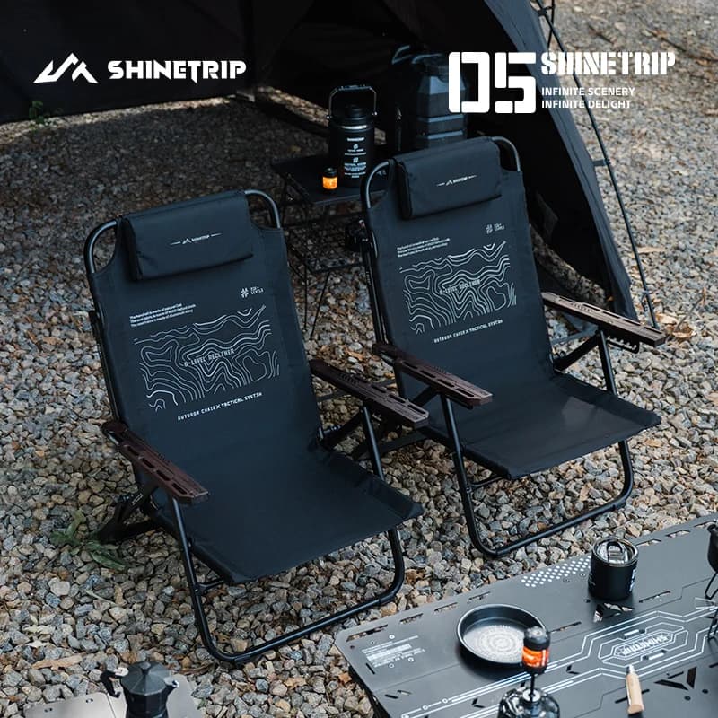 Chaise pliante réglable 6 vitesses pêche camping - Siège tactique aluminium inclinable portable
