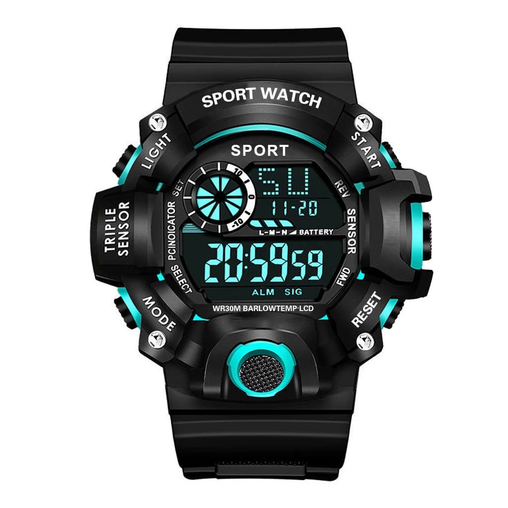 Montre militaire homme multifonction étanche - Cadran large sport électronique avec alarme