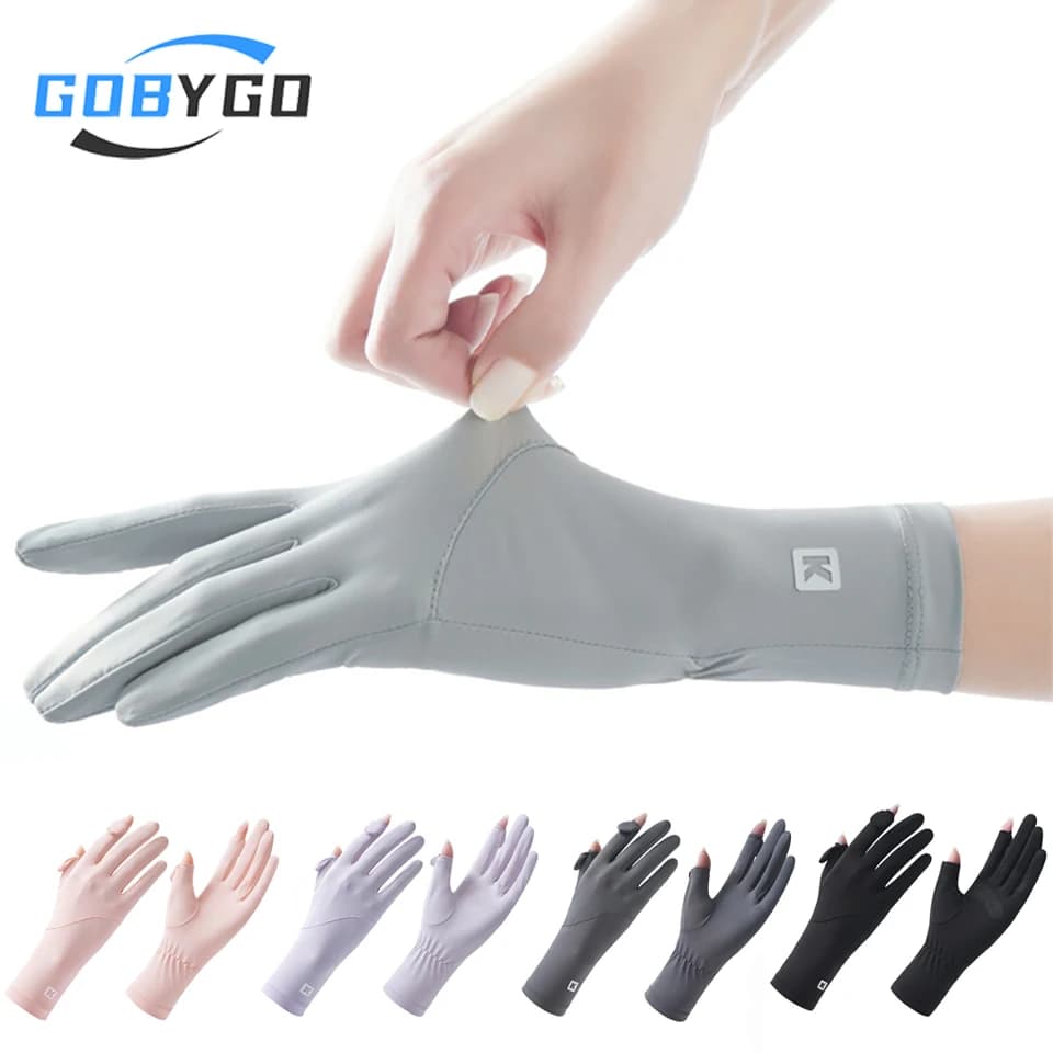 Gants écran tactile protection UV été pêche équitation anti-dérapant poignet long soie glacée