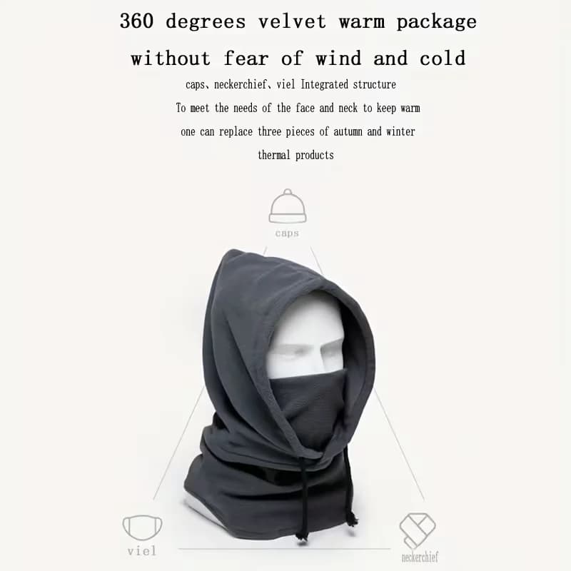 Cagoule hiver pêche ski vélo - Masque facial coupe-vent thermique pour sports d'hiver - Cadeau Noël
