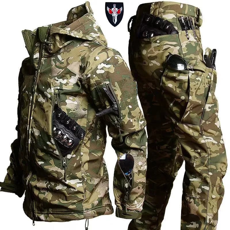 Veste et pantalon de pêche hiver polaire coupe-vent imperméable 5XL épais résistant