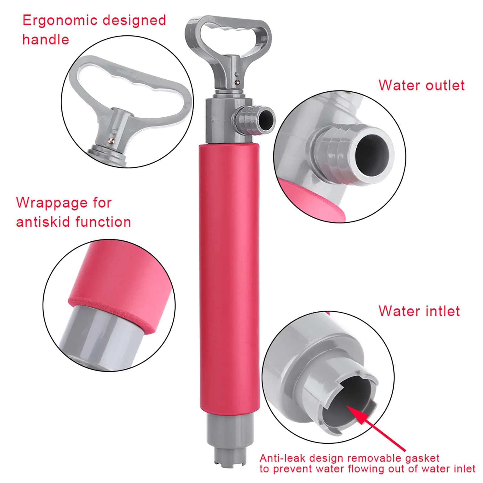 Pompe manuelle flottante 46cm kayak vidange sécurité pêche gonflage rapide