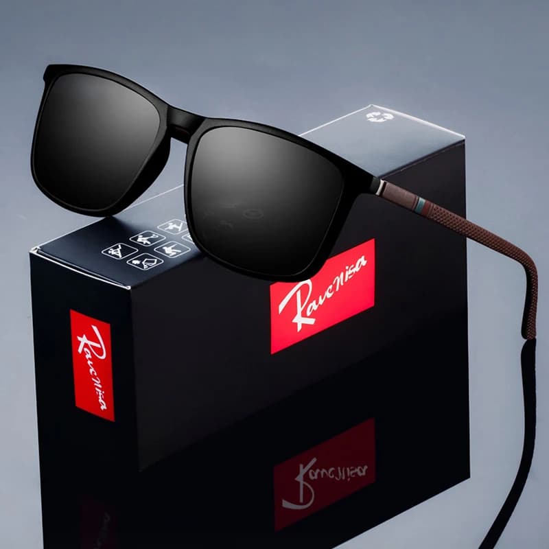 Lunettes de soleil polarisées carrées fashion pêche homme - marque designer luxe conduite UV400