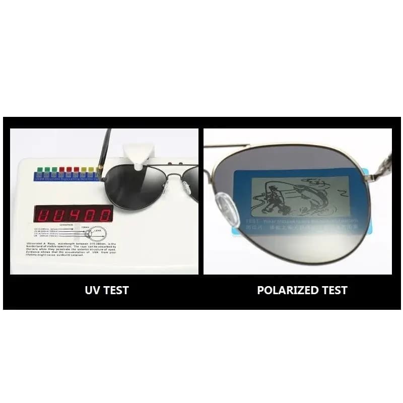 Lunettes aviateur polarisées luxe pêche conduite - Monture métal UV400 homme femme