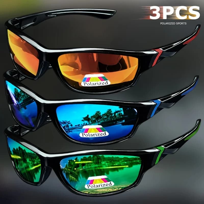 Pack lunettes sport vintage pêche - 1/3 paires UV400 anti-éblouissement running vélo montagne