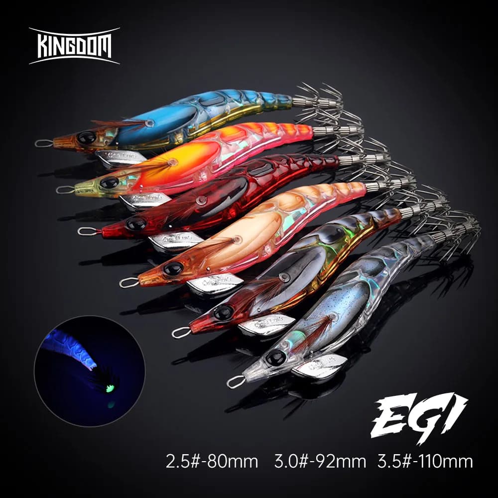 Leurre calamar Kingdom Egi lumineux - appât artificiel pour pêche en mer - poulpe et seiche