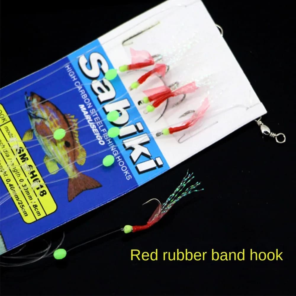 Hameçons Sabiki luminescents 6 pièces pour pêche en mer et eau douce avec appâts artificiels