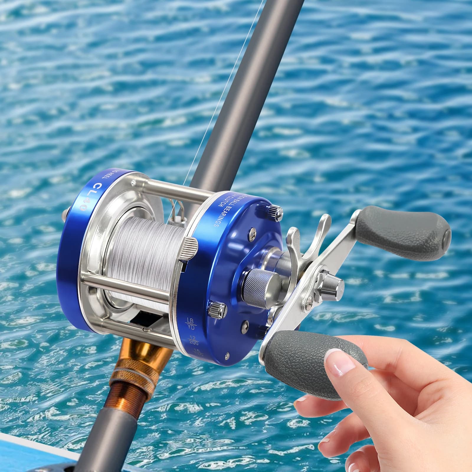 Moulinet casting rond conventionnel pour pêche au gros - Moulinet catfish #40 main gauche ou droite pour pêche traîne