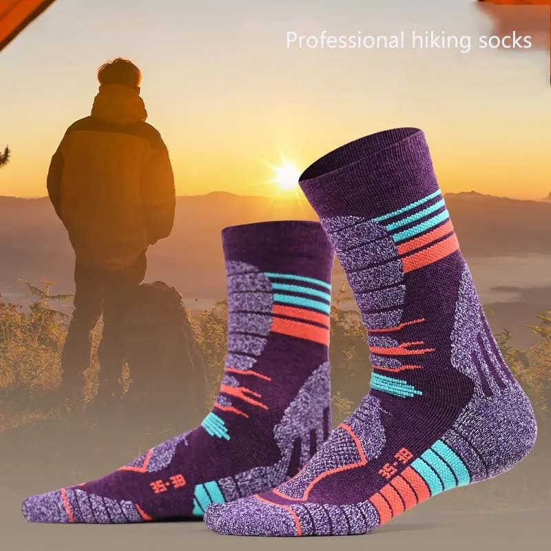 Chaussettes randonnée 30% laine mérino homme femme automne hiver chaudes pêche outdoor