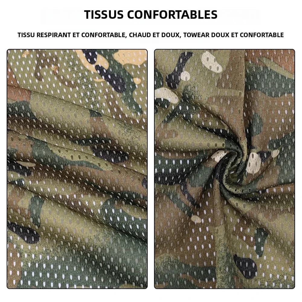 Foulard camouflage mesh coton polyester unisexe pêche sport tir outdoor accessoire