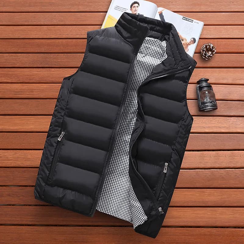 Gilet homme coupe-vent sans manches - Veste polaire épaisse pour pêche hiver confortable