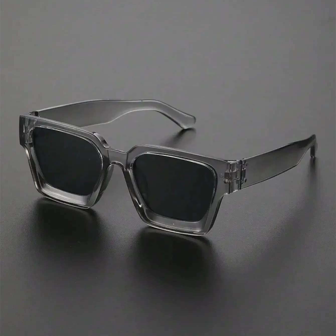Lunettes de soleil carrées millionnaire noir rétro - Design luxe 2025 pour pêcheurs élégants