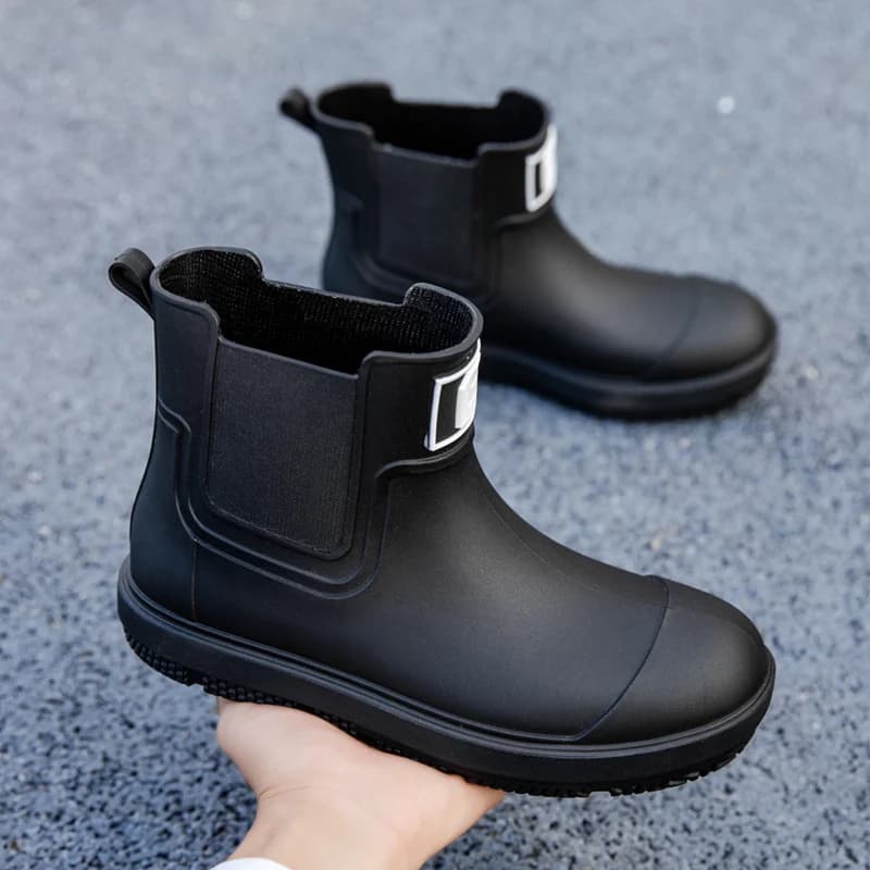 Bottes de pluie courtes anti-dérapantes pour homme - Chaussures PVC mode pour travaux agricoles
