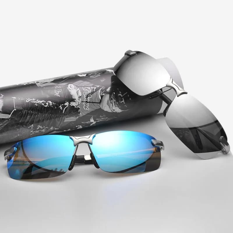Lunettes de soleil métal polarisées demi-monture pêche rétro - Design luxe UV400 homme