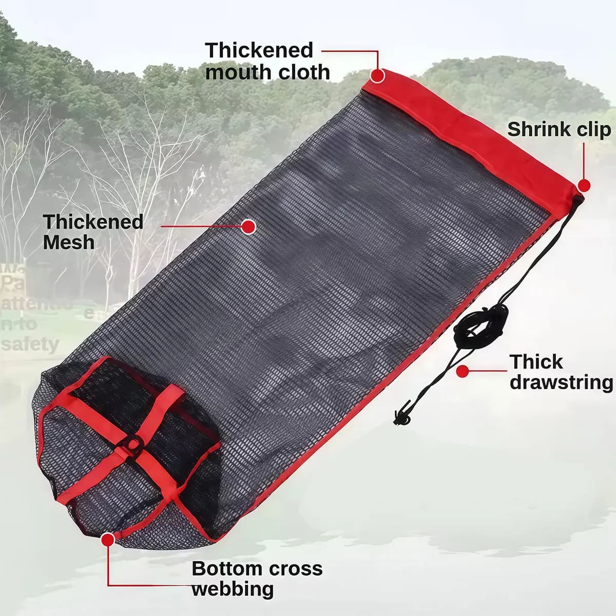 Filet pliable pêche à mailles épaisses - Sac de transport pour poissons vivants et matériel