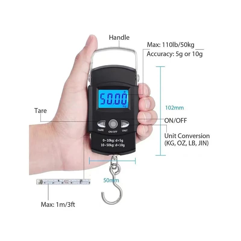 Mini balance électronique 50kg/10g pour pêche, voyage et cuisine - Pèse-digital compact polyvalent LCD