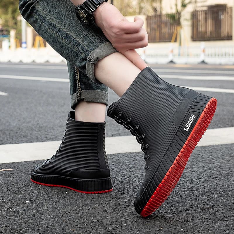 Bottes pluie homme femme été mi-mollet imperméables hiver doublure polaire chaud antidérapant extérieur