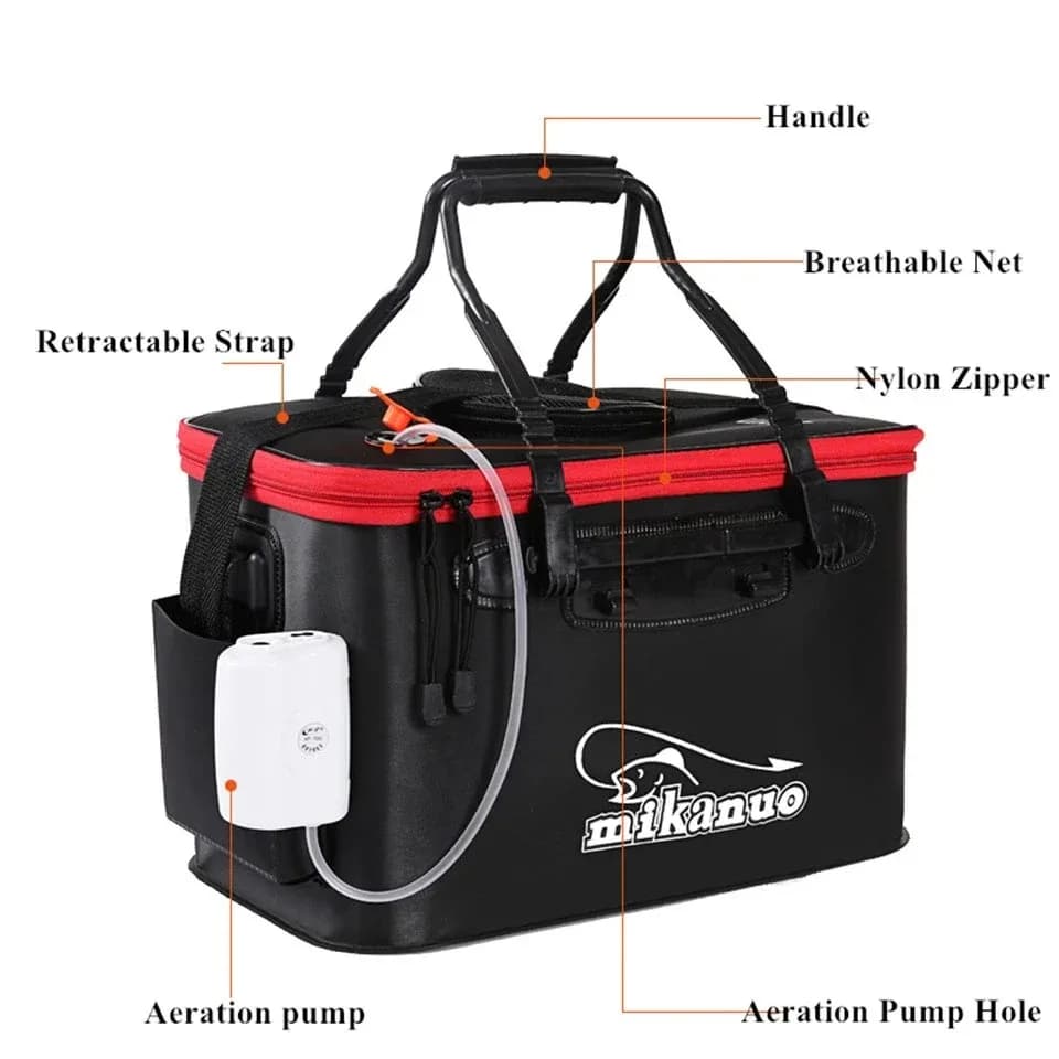 Sac de pêche portable pliable seau à poissons vivants boîte camping contenant eau bassin rangement