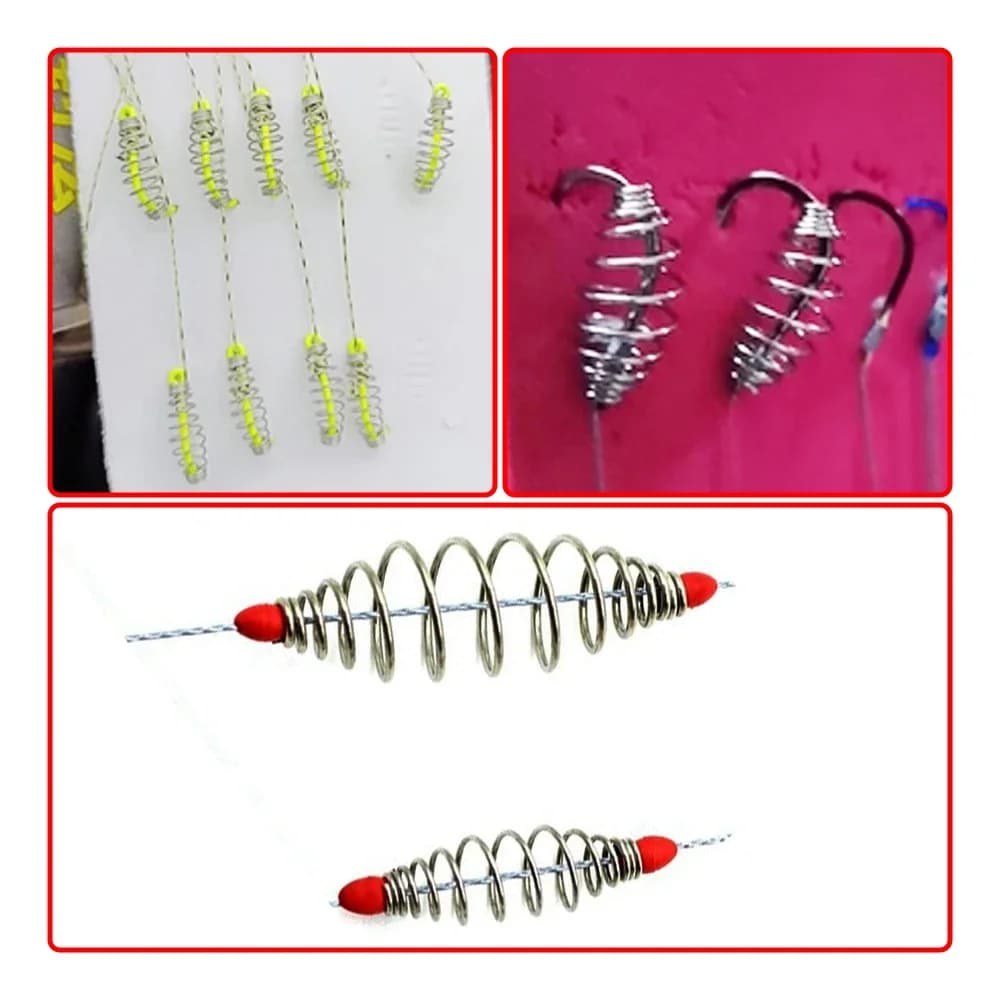 100 hameçons carpe à ressort barbelés swivels rigs hair combi pour pêche explosion montages