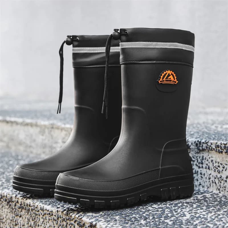 Bottes caoutchouc homme mi-mollet pêche extérieur antidérapantes chef hiver