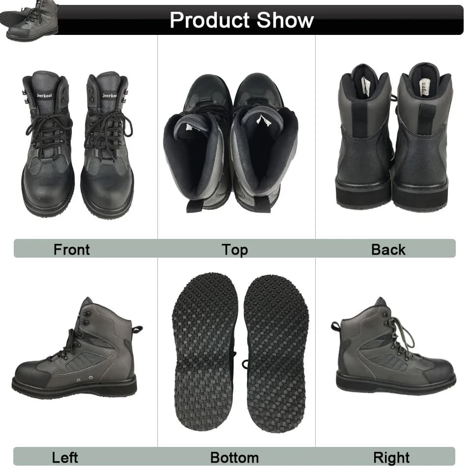 Chaussures de pêche en caoutchouc ou semelle feutre - Bottes de chasse et pêche en rivière antidérapantes