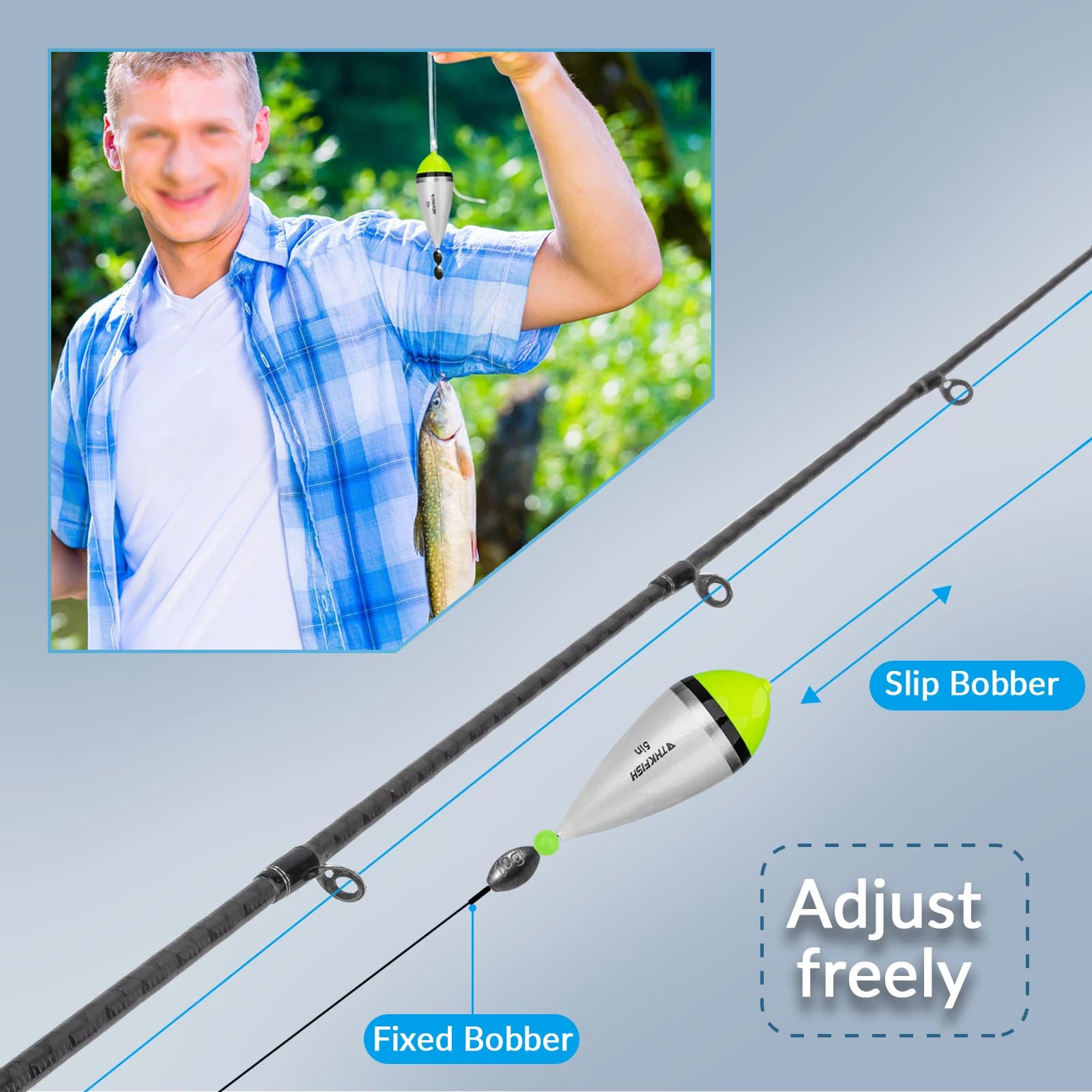 4 flotteurs coulissants THKFISH 5 pouces pour black-bass et perche - Bobbers en bois pour pêche