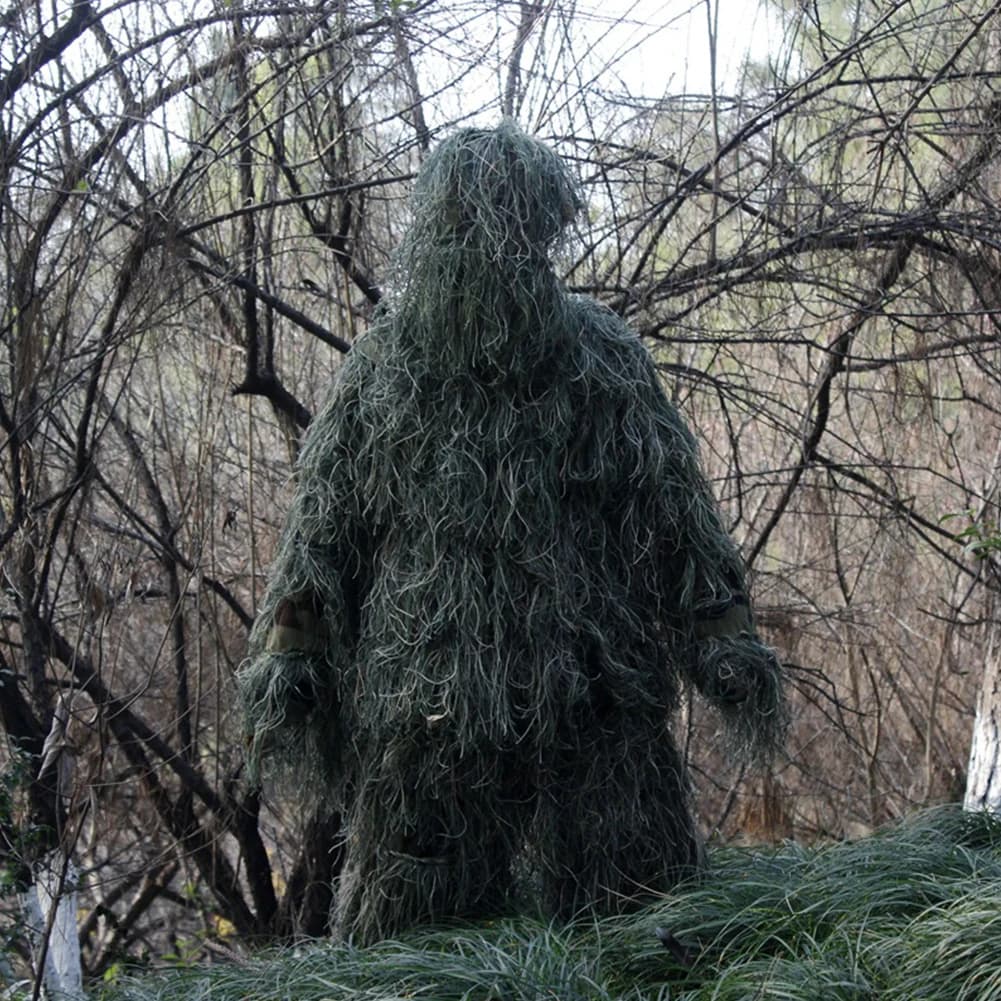Ensemble Ghillie camouflage 5 pièces avec sac - tenue bois homme femme chasse pêche extérieur