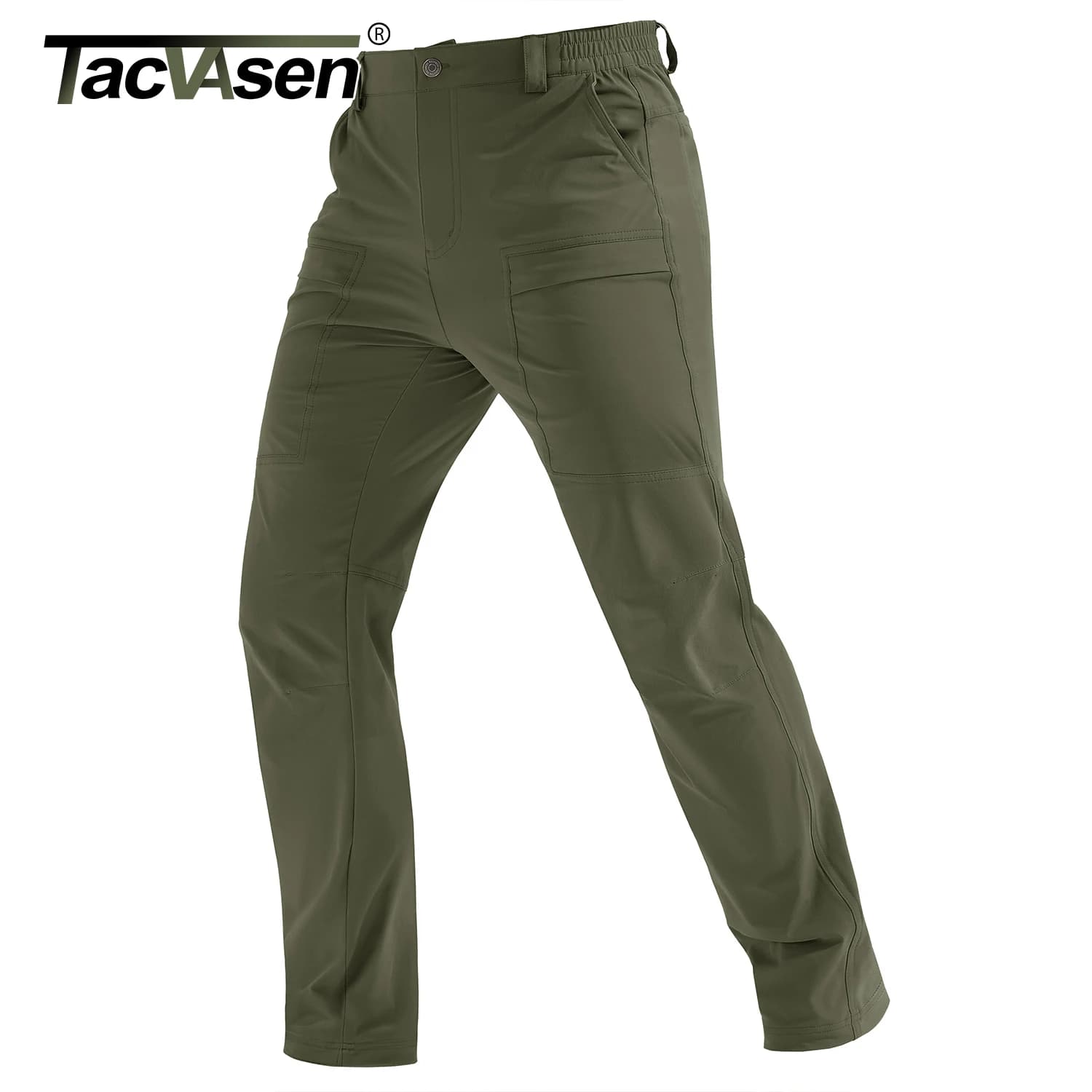 Pantalon randonnée homme TACVASEN léger séchage rapide 7 poches résistant à l'eau ripstop pêche cargo