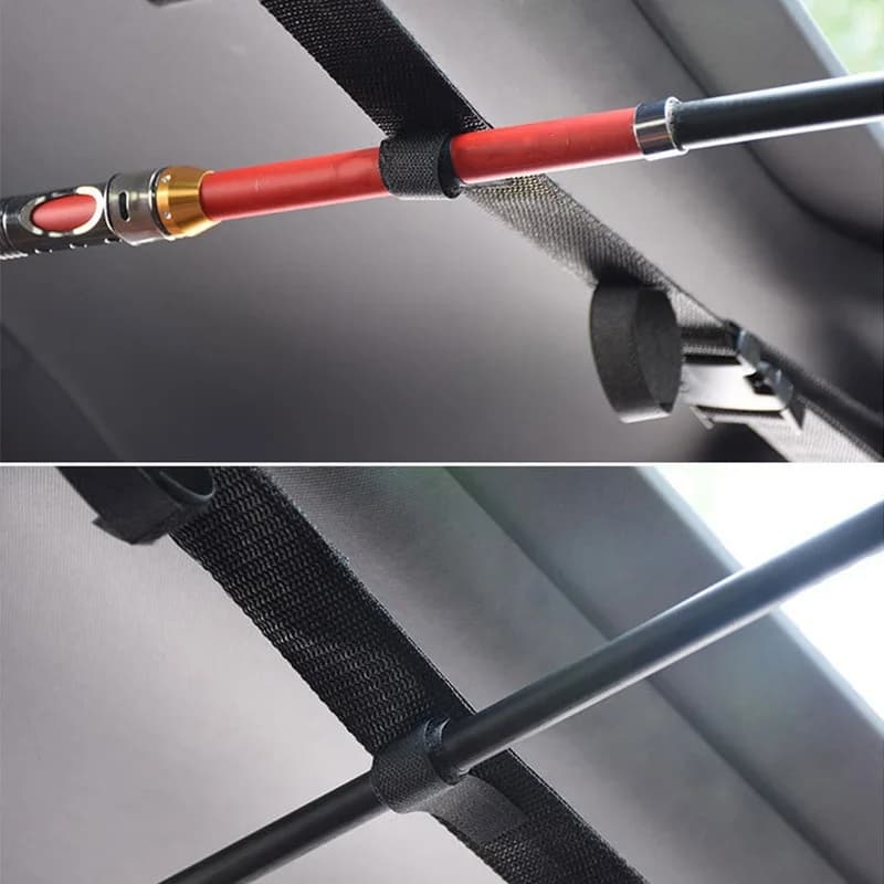 Porte-canne véhicule : sangle de maintien pour canne à pêche en voiture, pratique et sécurisée