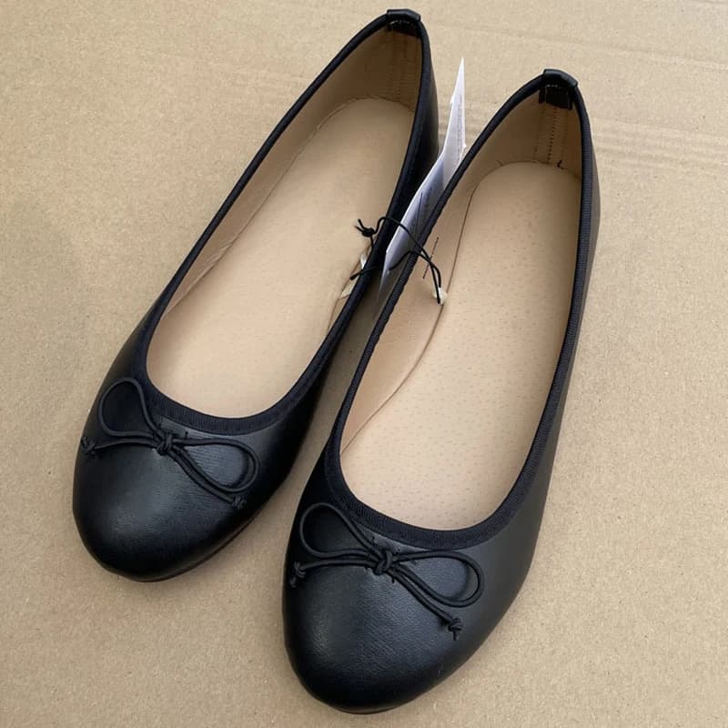 Ballerines femme élégantes nœud cuir confortables mules plates pêche casual chaussures d'été