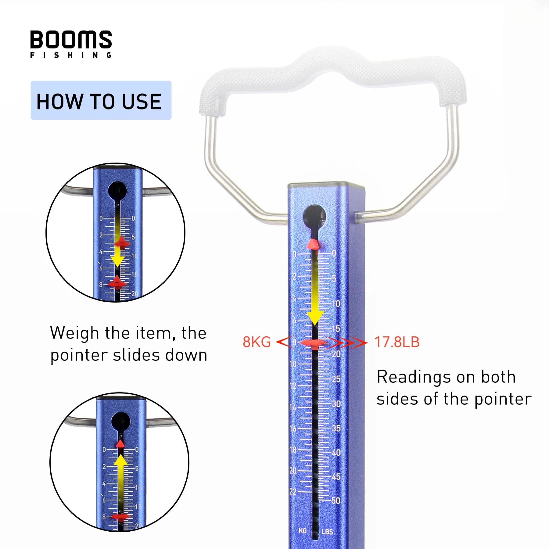 Balance à ressort TS2 pour pêche - Tube aluminium carré avec crochet inox 1kg-22kg précision