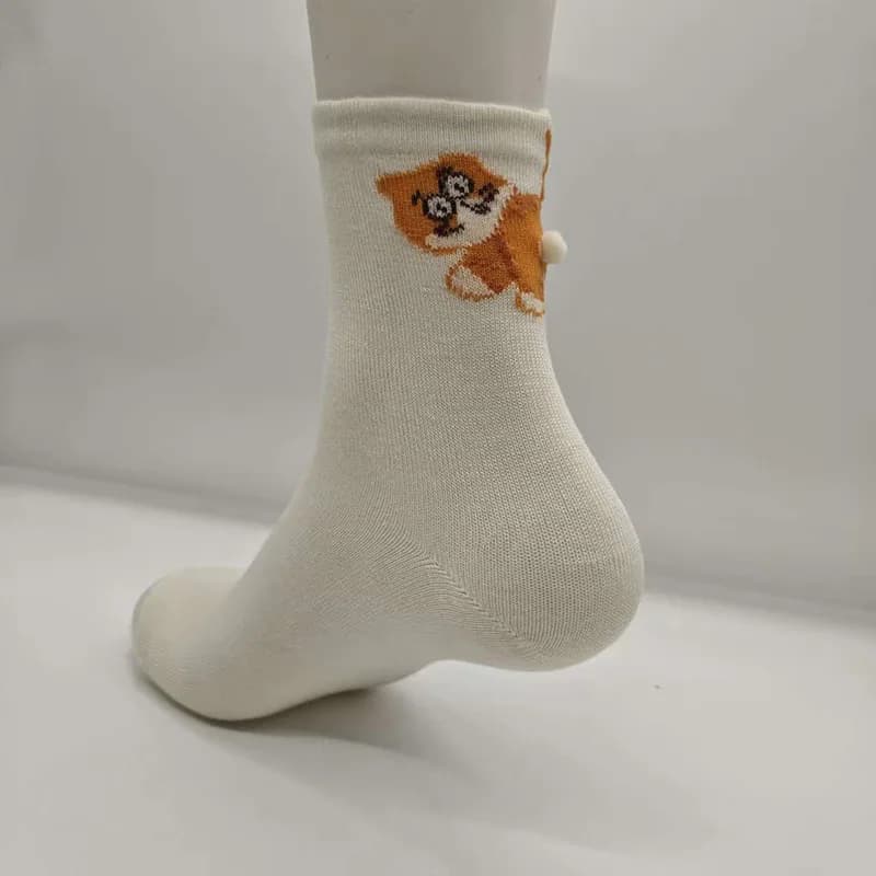 Chaussettes couple mi-mollet imprimé chat 3D unisex confortables respirantes coton doux